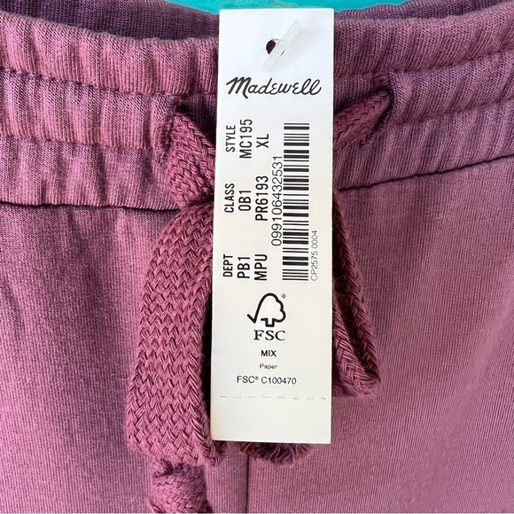 MADEWELL MWL MAUVE PURPLE SUPERBRUSHED EASYGOING SWEATPANTS SIZE XL NWT - Picture 3 of 7